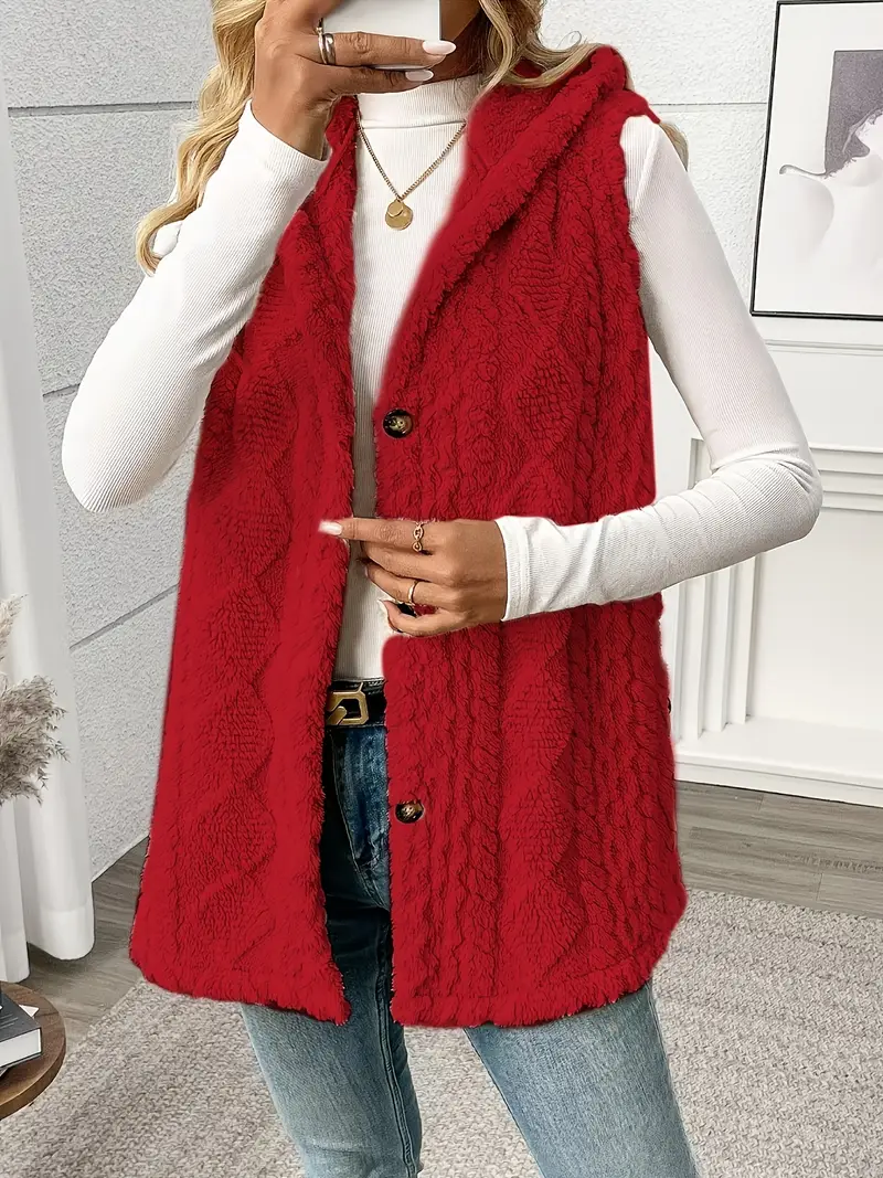 Dames gilet met capuchon en een verfijnde uitstraling