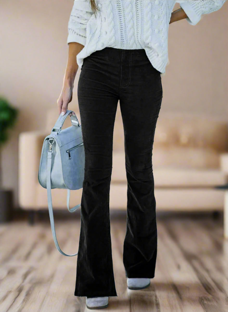 Trendy damesbroek met hoge taille en een elegante flared snit