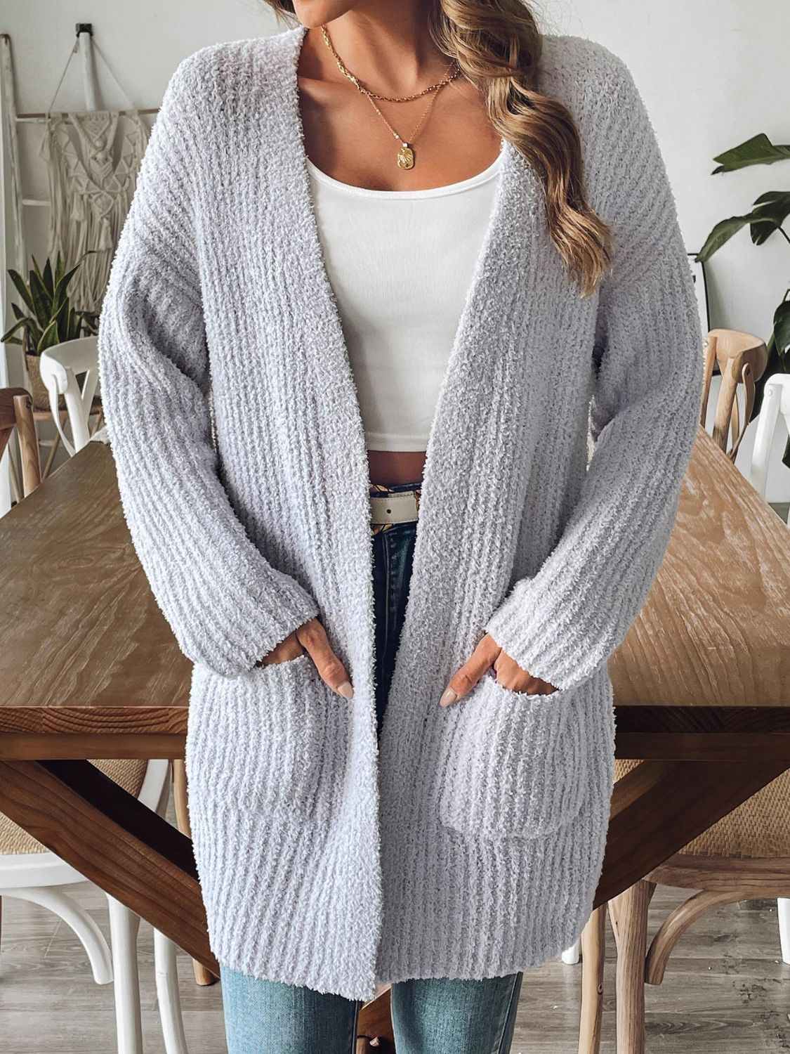 Stijlvolle Open Cardigan met Striksluiting - Lange Mouwen