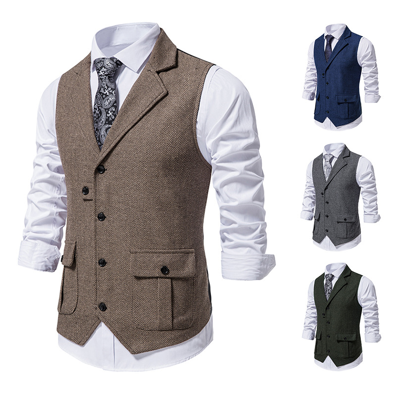 Klassieke Herenvest met Elegante Look en Vrije Kraag – Voor Harmonieuze Stijlcombinaties