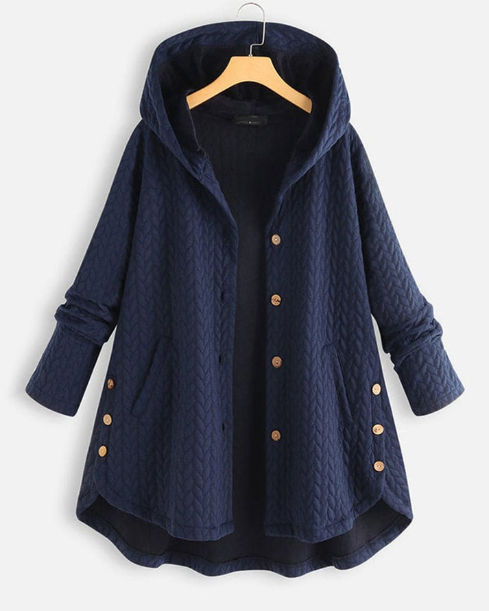 Casual warme damesjas met capuchon en knoopdetails