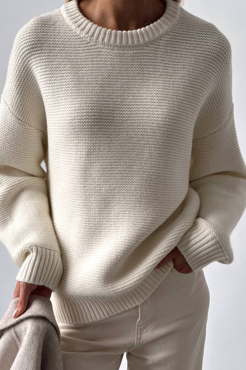 Stijlvolle oversized trui met ronde hals in een basiskleur