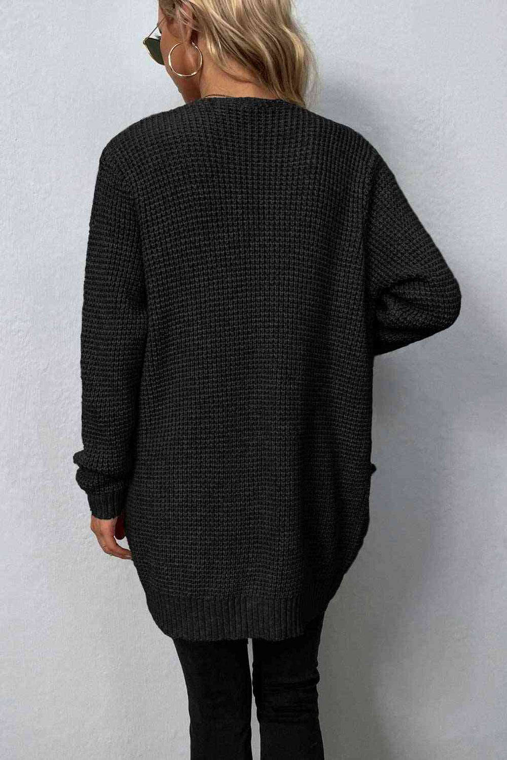 Casual Open Vest met Lange Mouwen en Handige Zakken