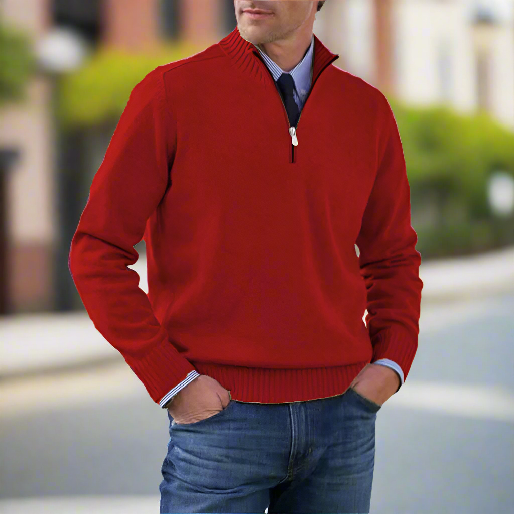 Stijlvolle heren sweater met halve rits voor elke gelegenheid