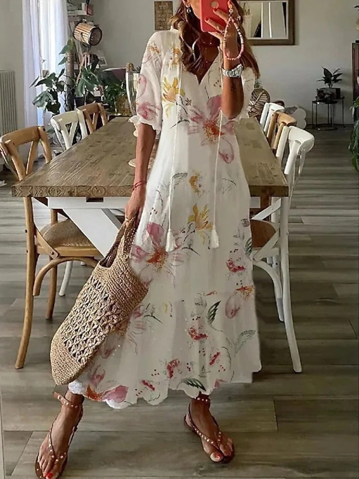 Modieuze Zomerse Midi Jurk met Licht Ontwerp