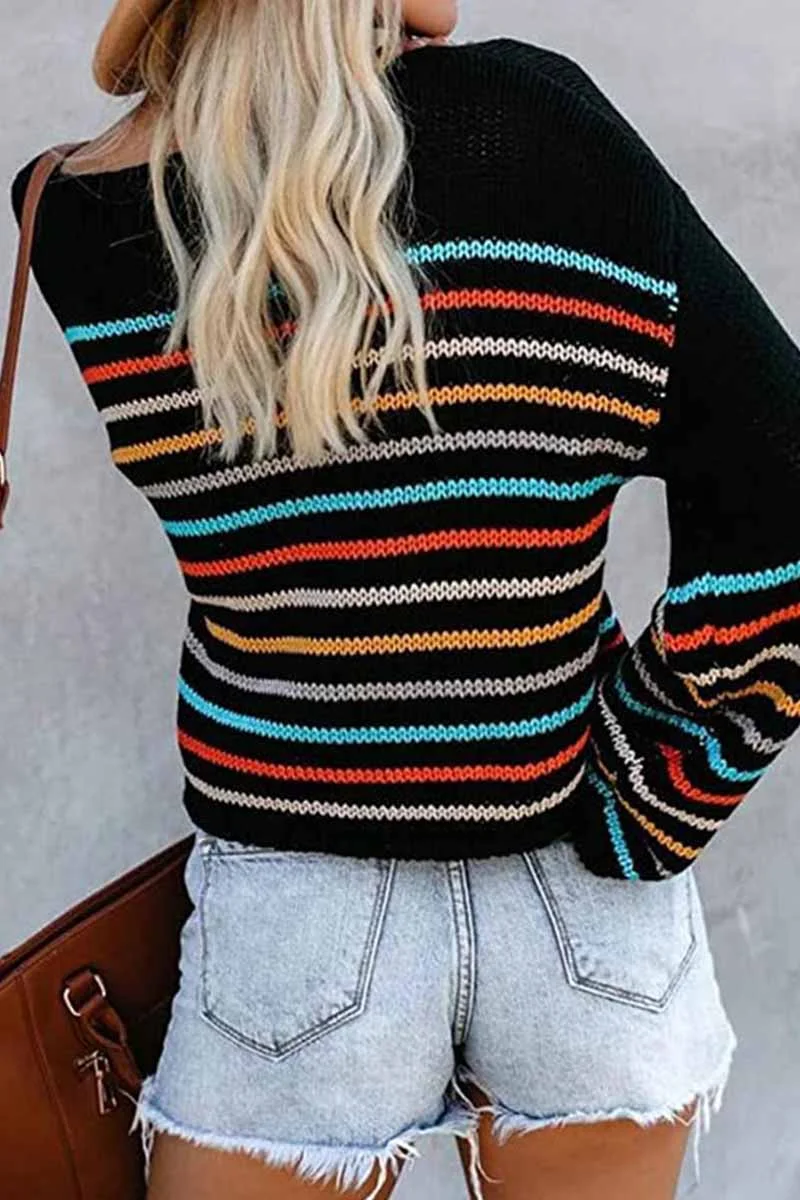 hippe Eén-Schouder Sweater met Kleurrijk Patroon