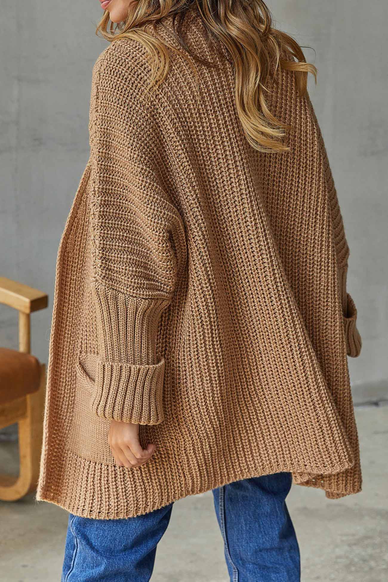 Modieuze Open Front Lange Cardigan - Striksluiting voor Gemakkelijke Stijl