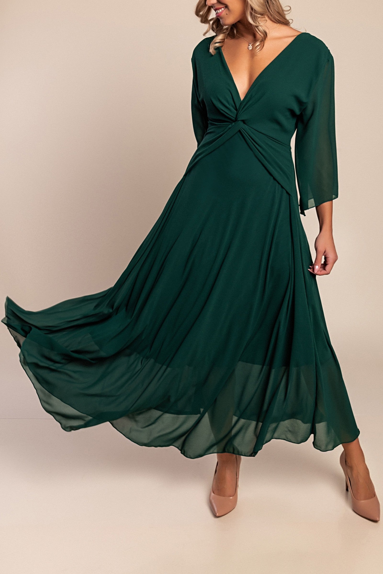 Maxi-jurk met V-hals en elegante uitstraling voor een stijlvolle look