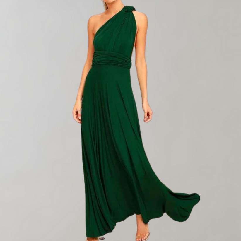 Elegante wikkel maxi-jurk met overlay