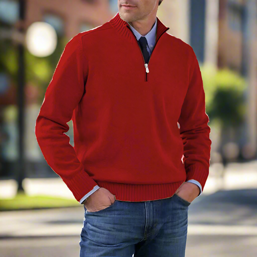 Stijlvolle heren sweater met halve rits voor elke gelegenheid