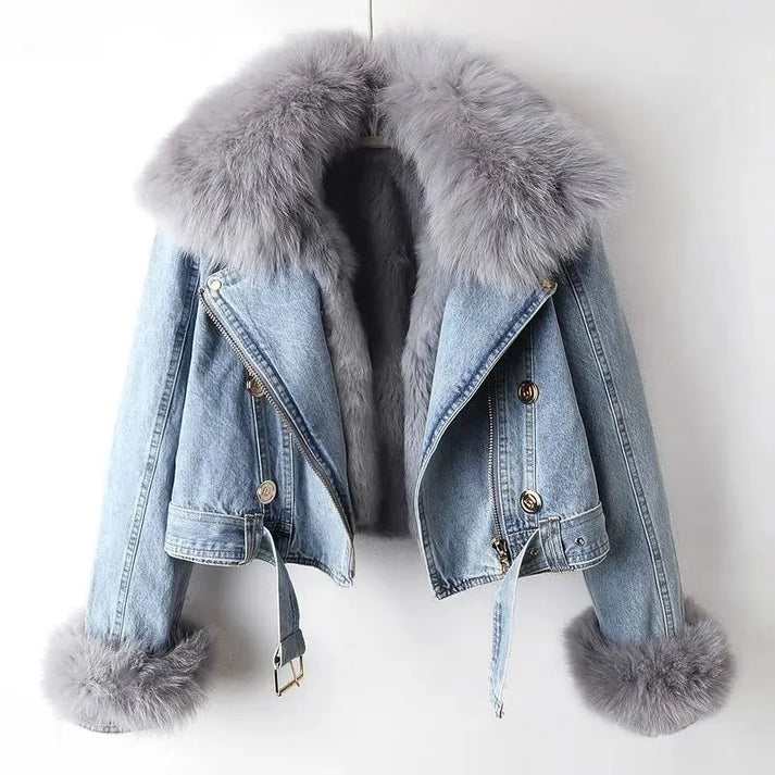 Elegante jas met bontkraag voor koud weer