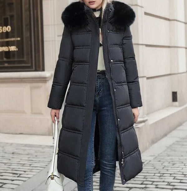 Dames winterjas lang model met stijlvolle en comfortabele uitstraling