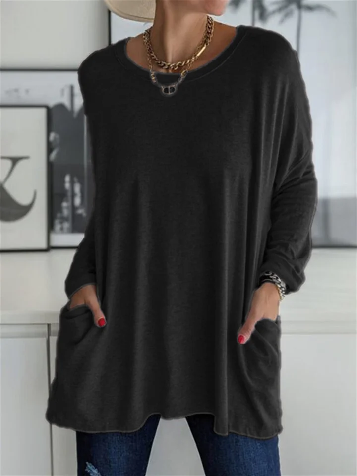 Elegant dames T-shirt met lange mouwen en effen ontwerp