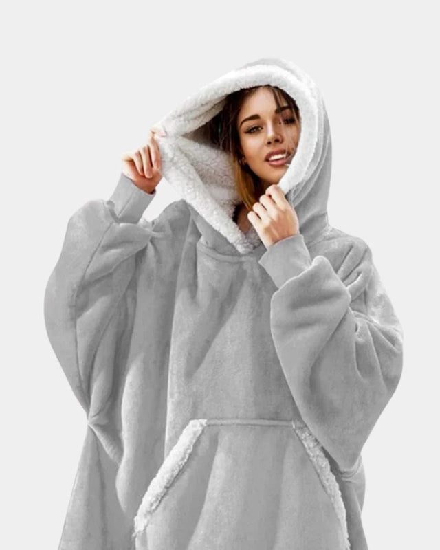 Warme lange hoodie met capuchon en grote voorzak voor extra gemak