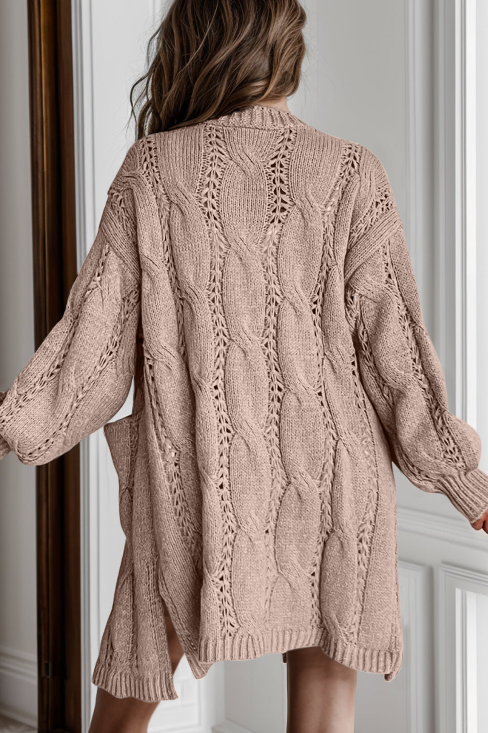 Modieuze Cable-Knit Overized Splitsjaal voor Comfortabele Laagjes