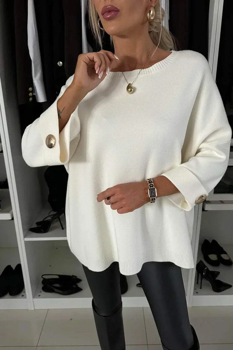 Dames Top met Ronde Hals en Middellange Mouwen – Tijdloze Stijl