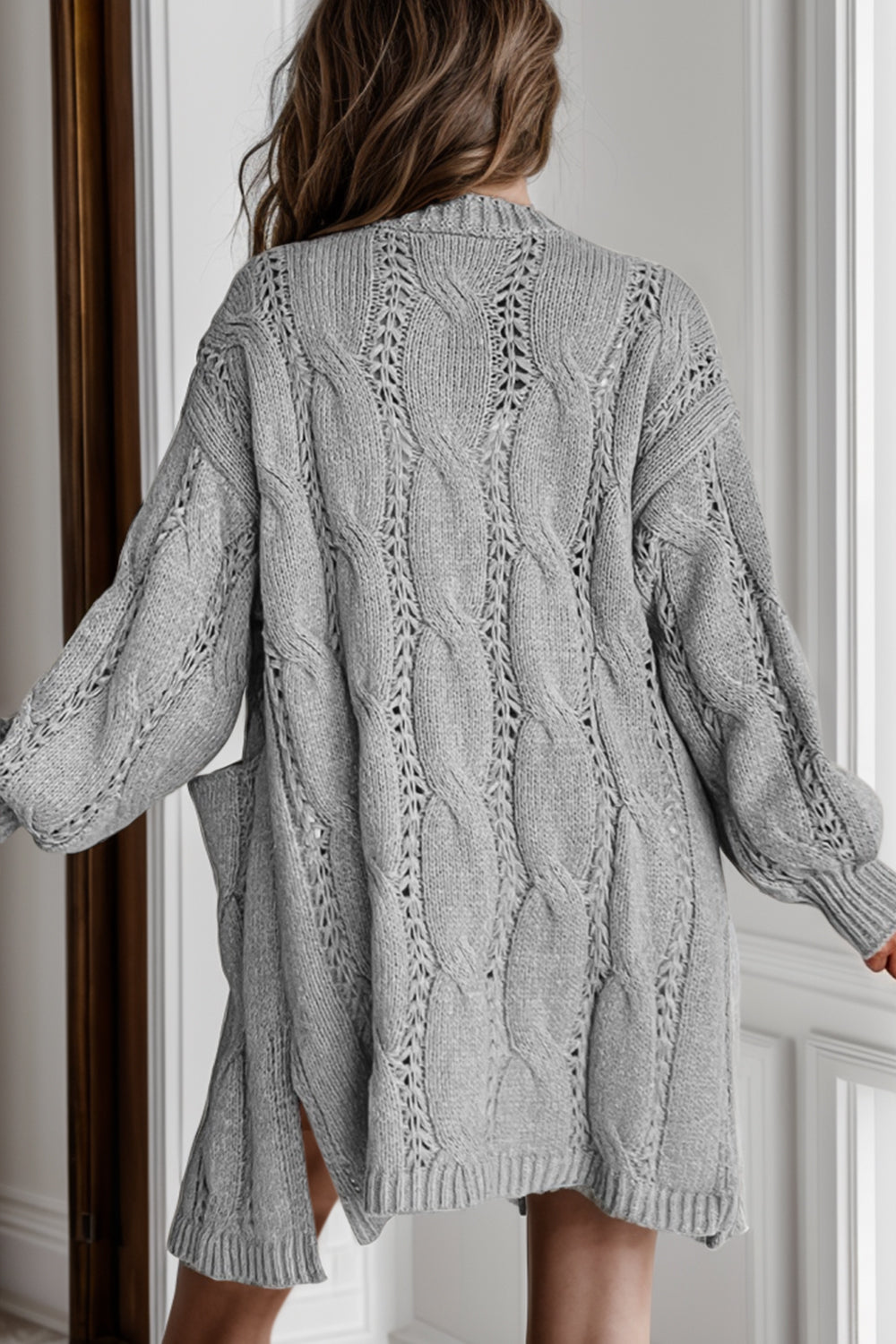 Modieuze Cable-Knit Overized Splitsjaal voor Comfortabele Laagjes