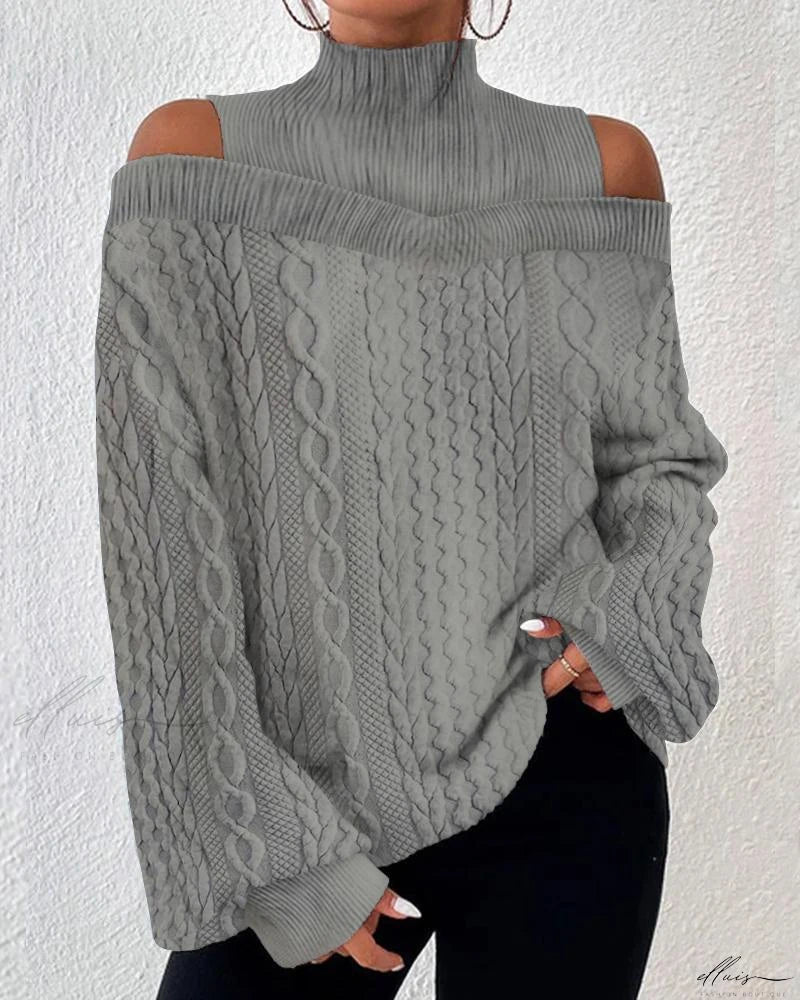 Stijlvolle Cold Shoulder Top met Textuur Details