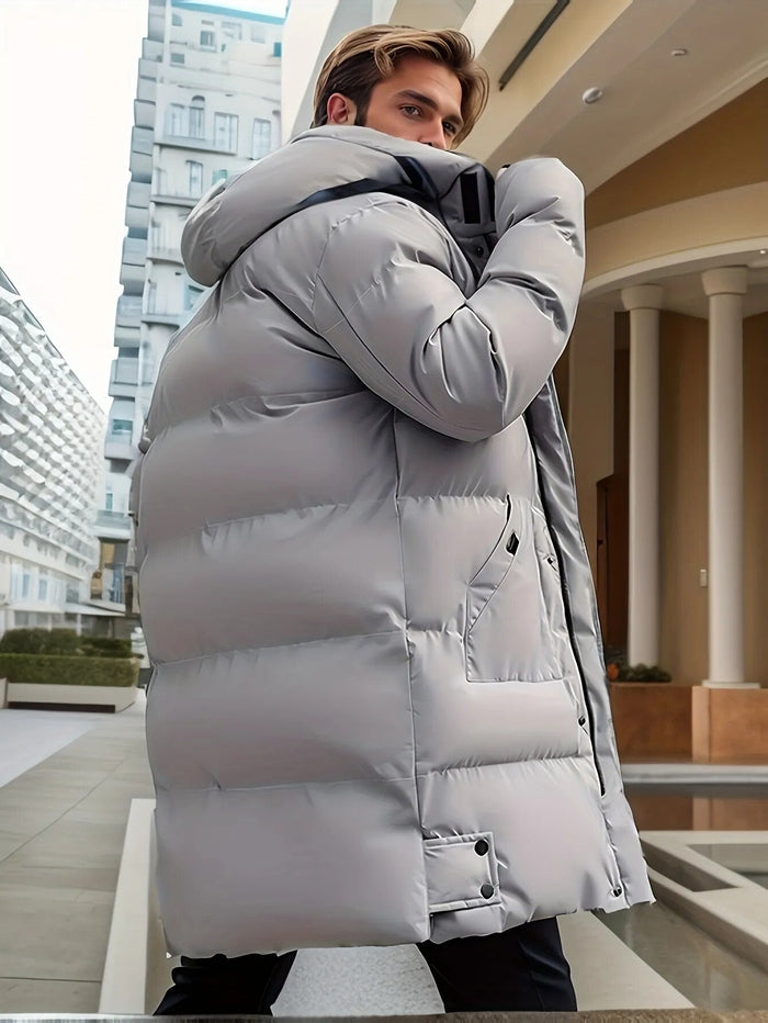 Stijlvolle lange herenwinterjas met comfortabele warmte