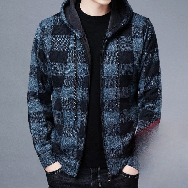 Heren Hooded Cardigan met Rits - Warme Winterjas met Comfortabele Pasvorm