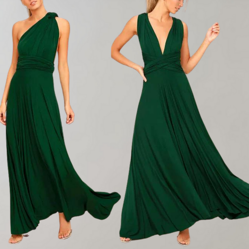 Elegante wikkel maxi-jurk met overlay