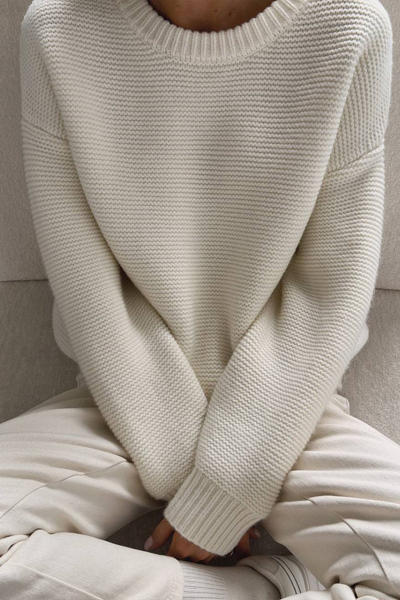 Stijlvolle oversized trui met ronde hals in een basiskleur