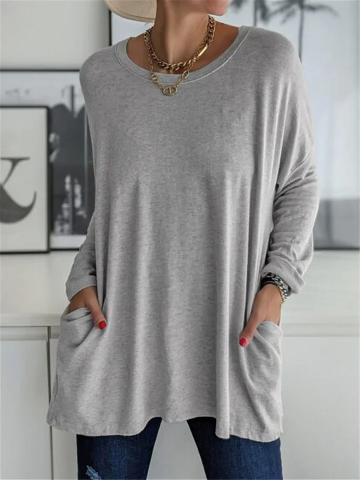 Elegant dames T-shirt met lange mouwen en effen ontwerp