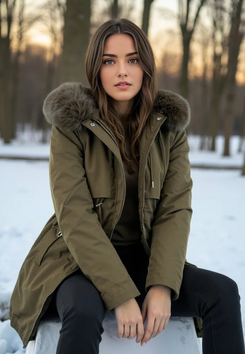 Trendy en warme dames winterparka met een stijlvol ontwerp