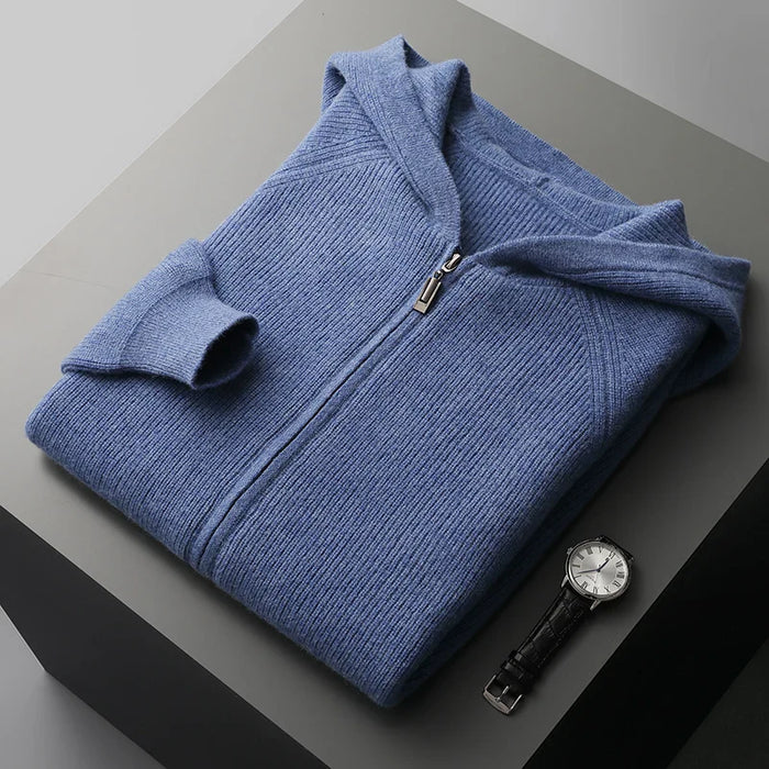 Warme heren sweatshirt met capuchon en ritssluiting voor dagelijks gebruik