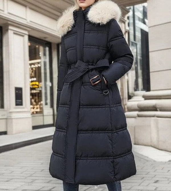Dames winterjas lang model met stijlvolle en comfortabele uitstraling