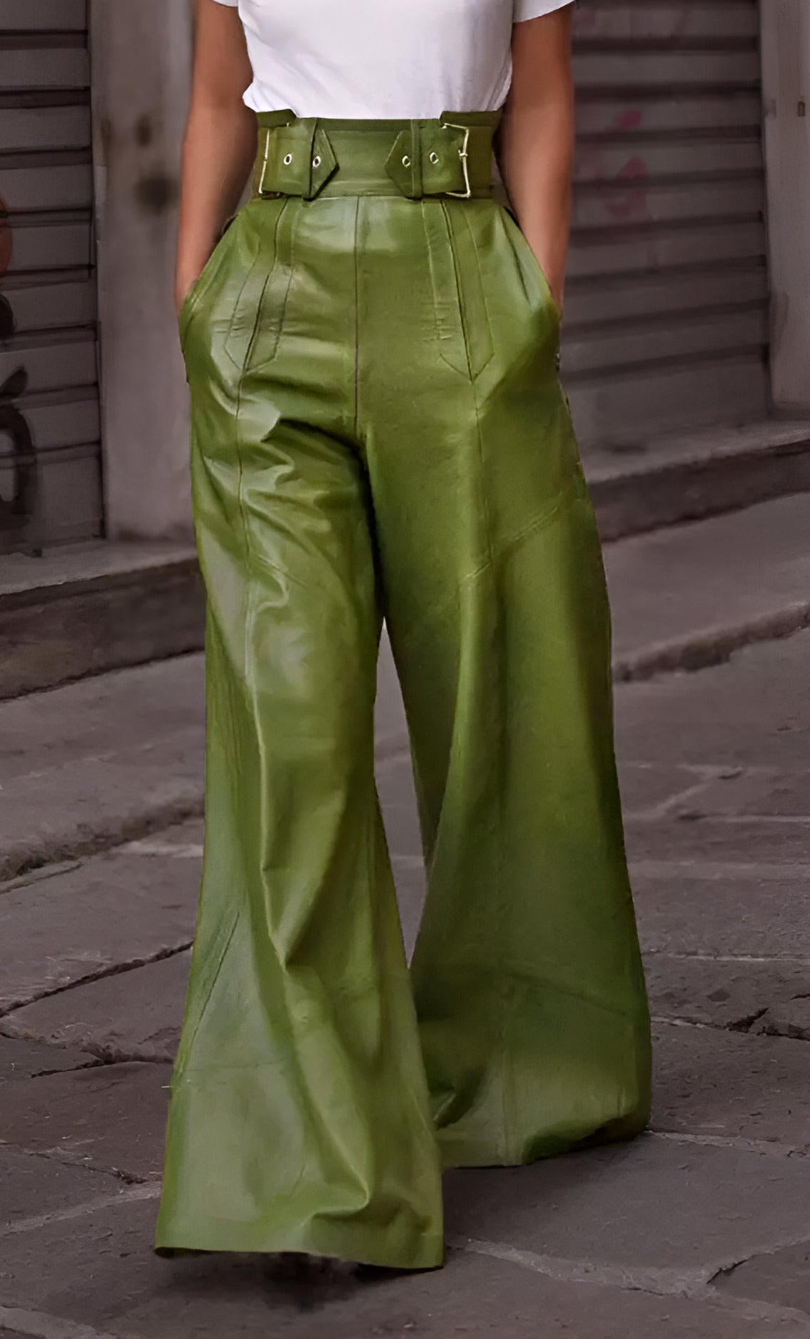 Stijlvolle Hoge Taille Broek met Wijde Pijpen