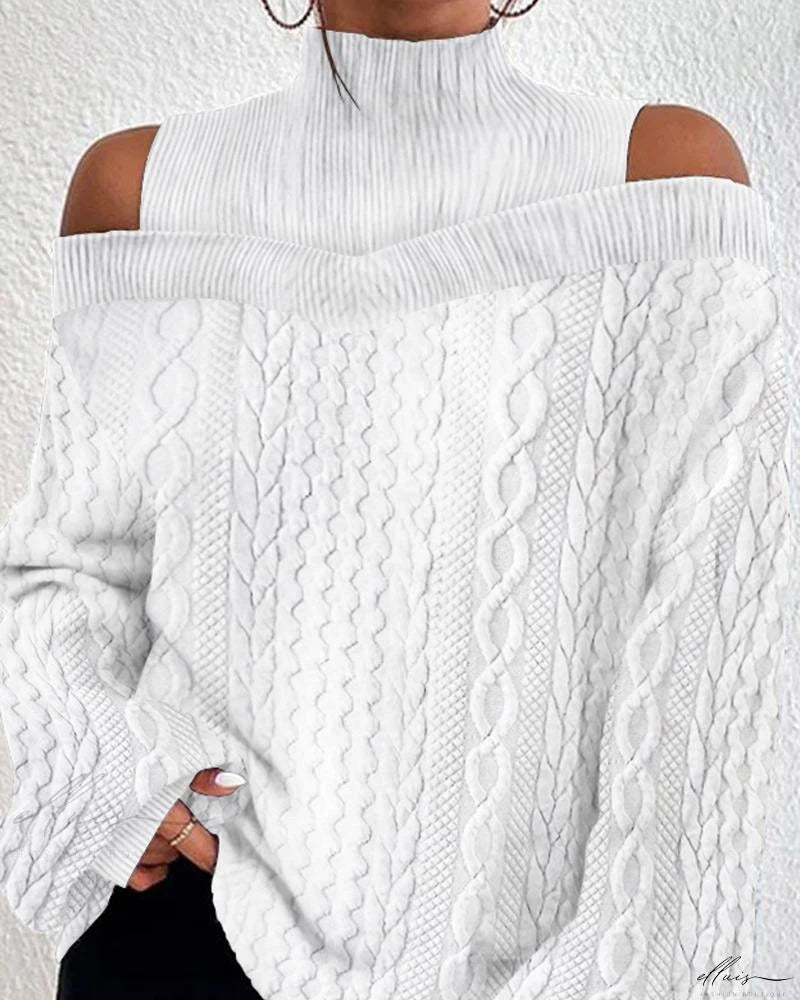 Stijlvolle Cold Shoulder Top met Textuur Details