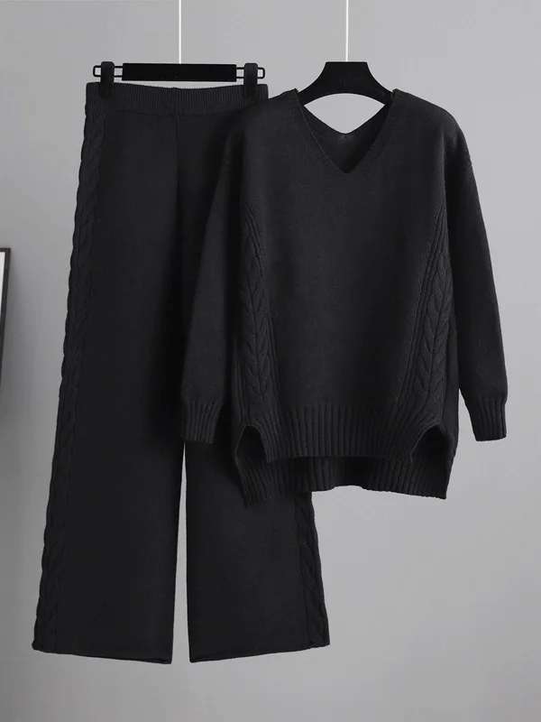 Elegante tweedelige set met diepe V-hals