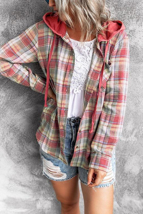 Gezellige flanellen hoodie met knopen