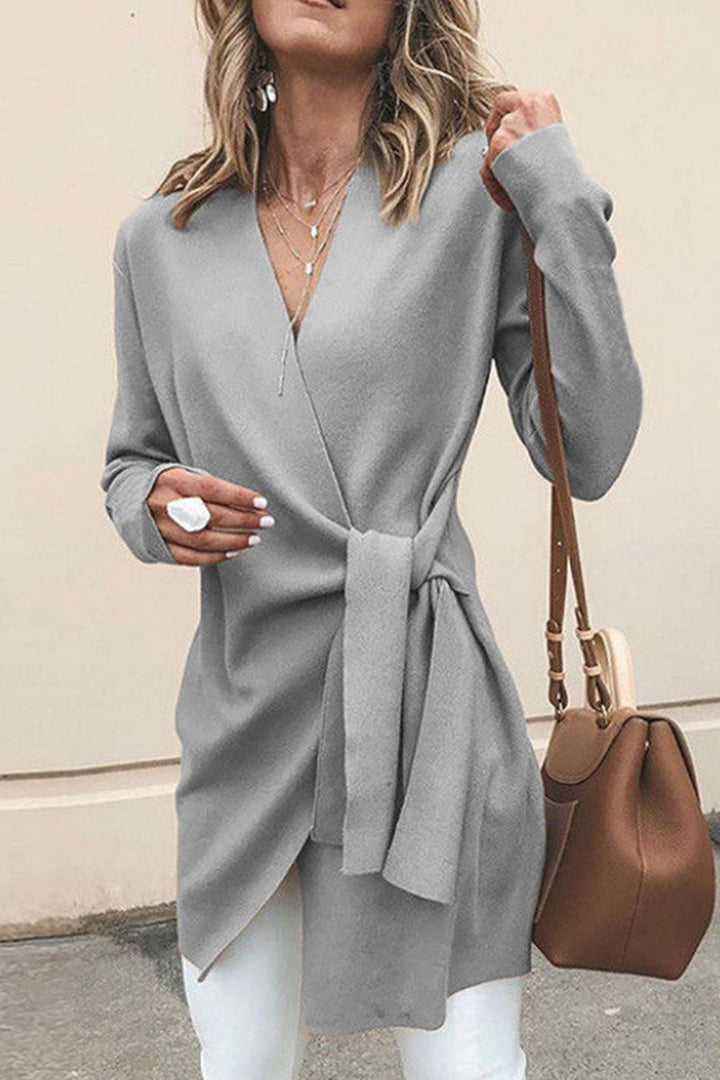 Stijlvolle Dames Wrap Cardigan met V-hals en Tailleband