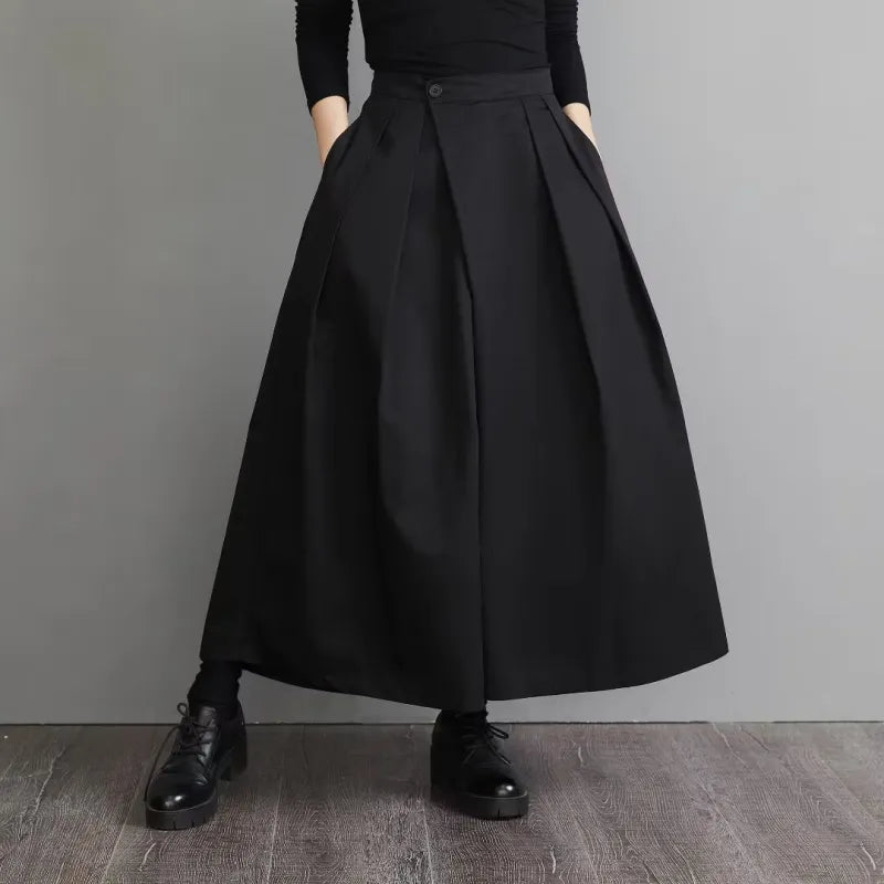 Stijlvolle Hoge Taille Broek met Wijde Pijpen en Effen Kleur