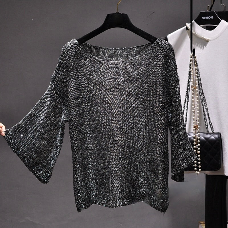 Kalilah - Elegante Sweater met Pailletten en V-hals