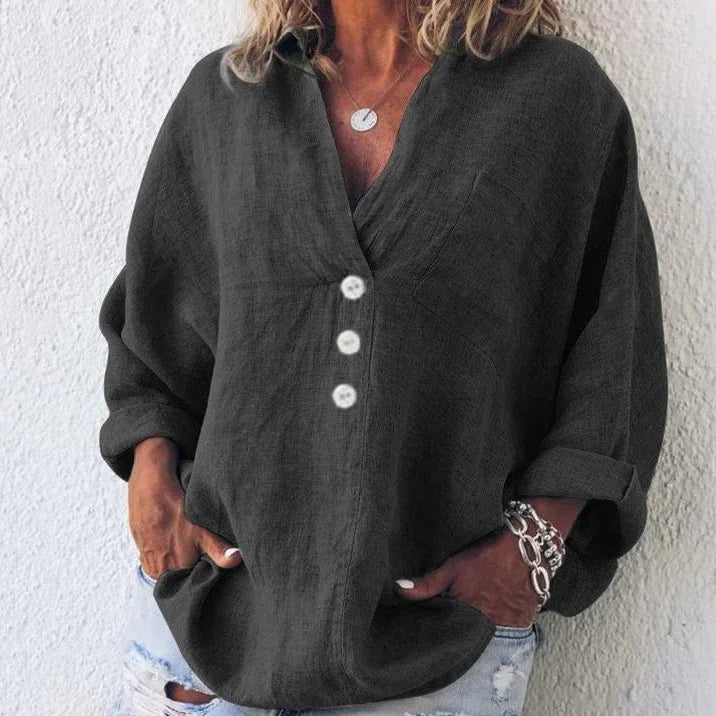 Suze - Elegante Blouse Met Losse Mouwen En Zakken