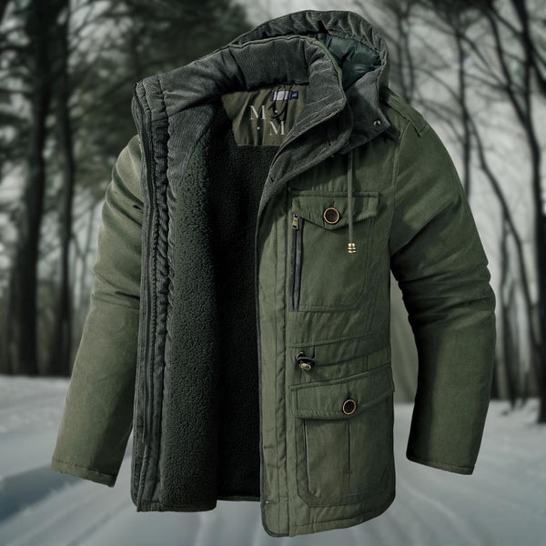 Comfortabele heren winterjas met capuchon voor koude dagen