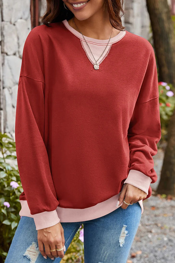 Casual Oversized Dames Sweatshirt met Kleurvlakken en Lange Mouwen