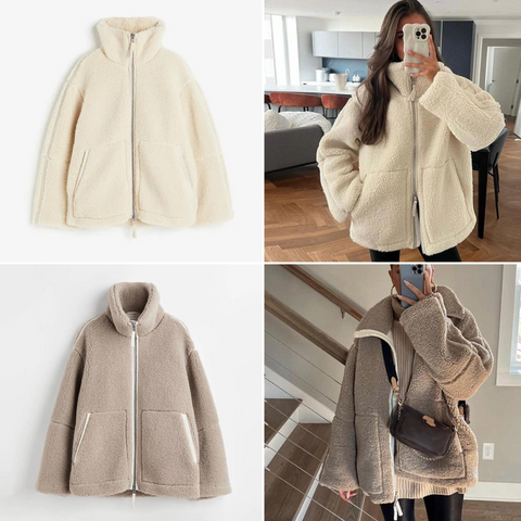 Gezellige oversized damesjas met rits, comfortabel en modieus