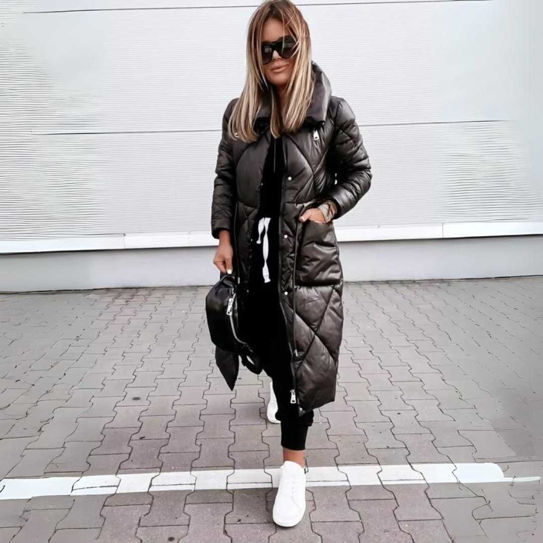 Stijlvolle Lange Damesjas met Trendy Kraagontwerp – Perfect voor Koude Dagen