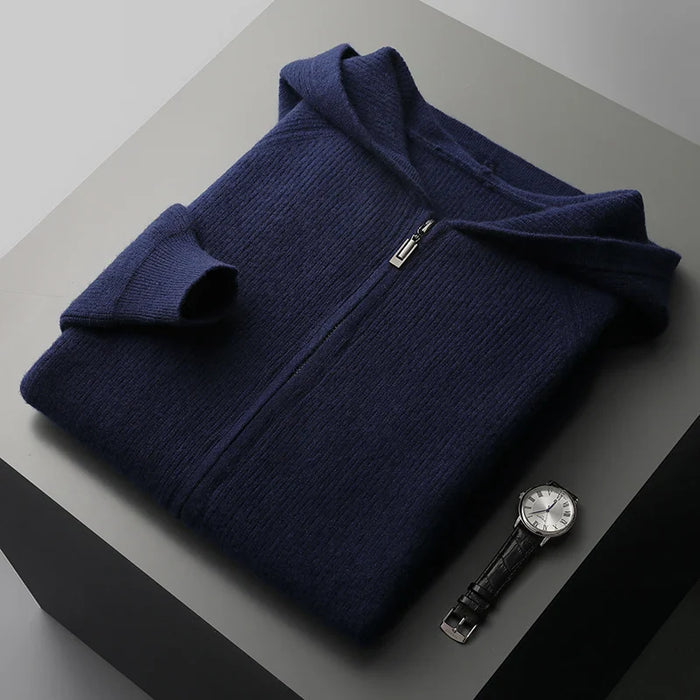 Warme heren sweatshirt met capuchon en ritssluiting voor dagelijks gebruik