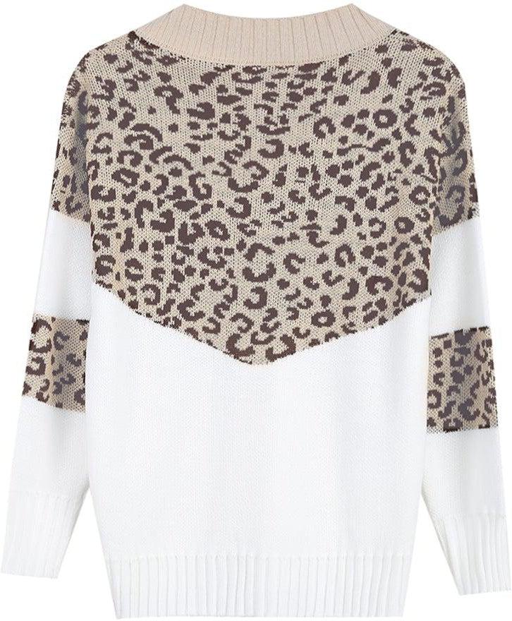 Elegante trui met luipaardprint en originele halslijn