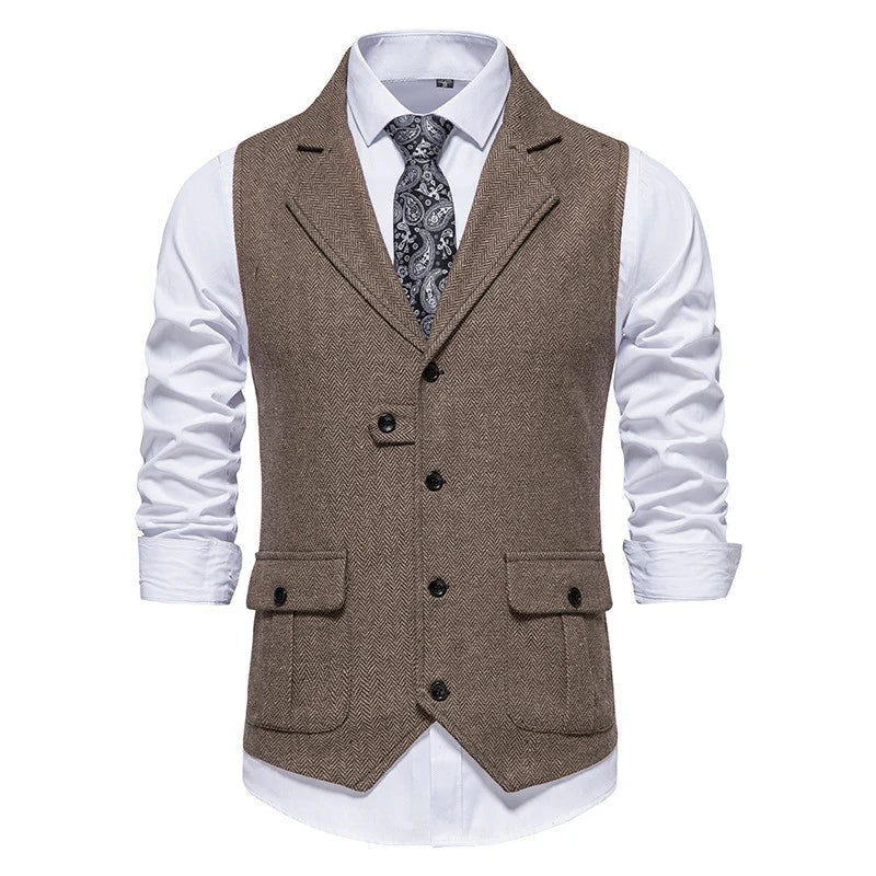 Klassieke Herenvest met Elegante Look en Vrije Kraag – Voor Harmonieuze Stijlcombinaties
