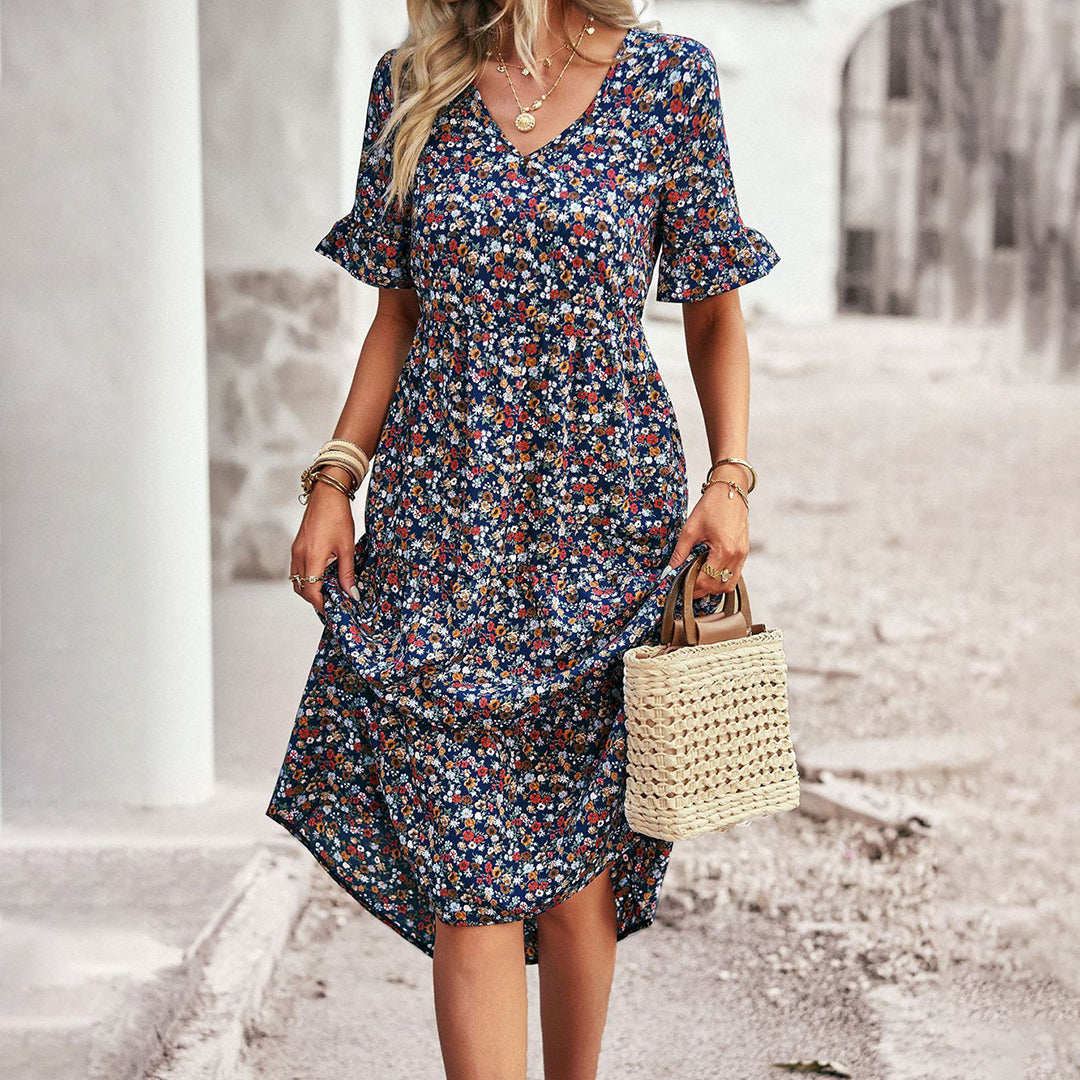 Trendy Midi-Jurk met Bloemenprint