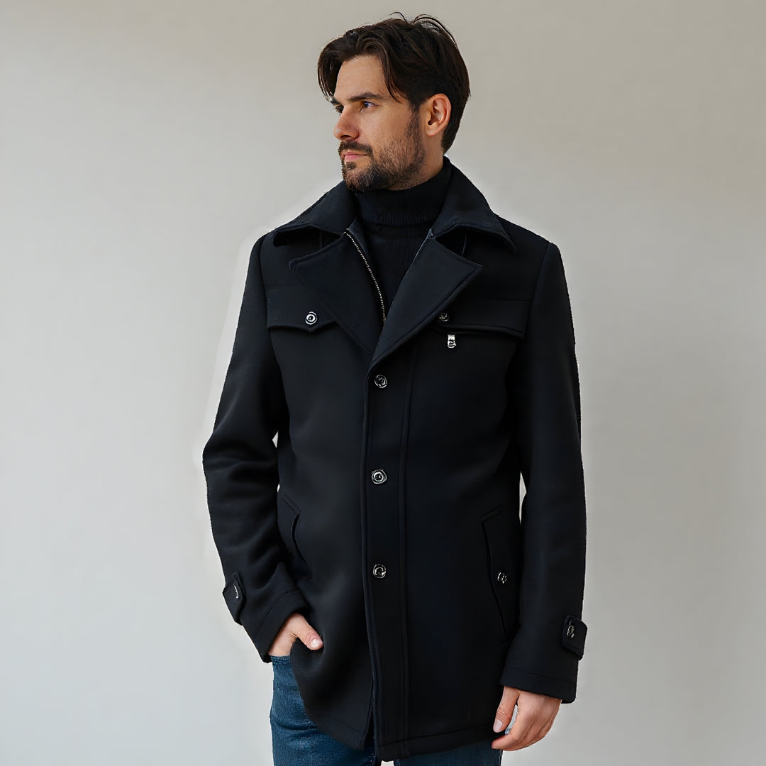 Modieuze Herenjas met Opstaande Kraag voor Dagelijkse Looks