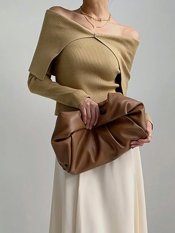 Elegante trui met diepe V-hals en lange mouwen, getailleerd, effen kleur