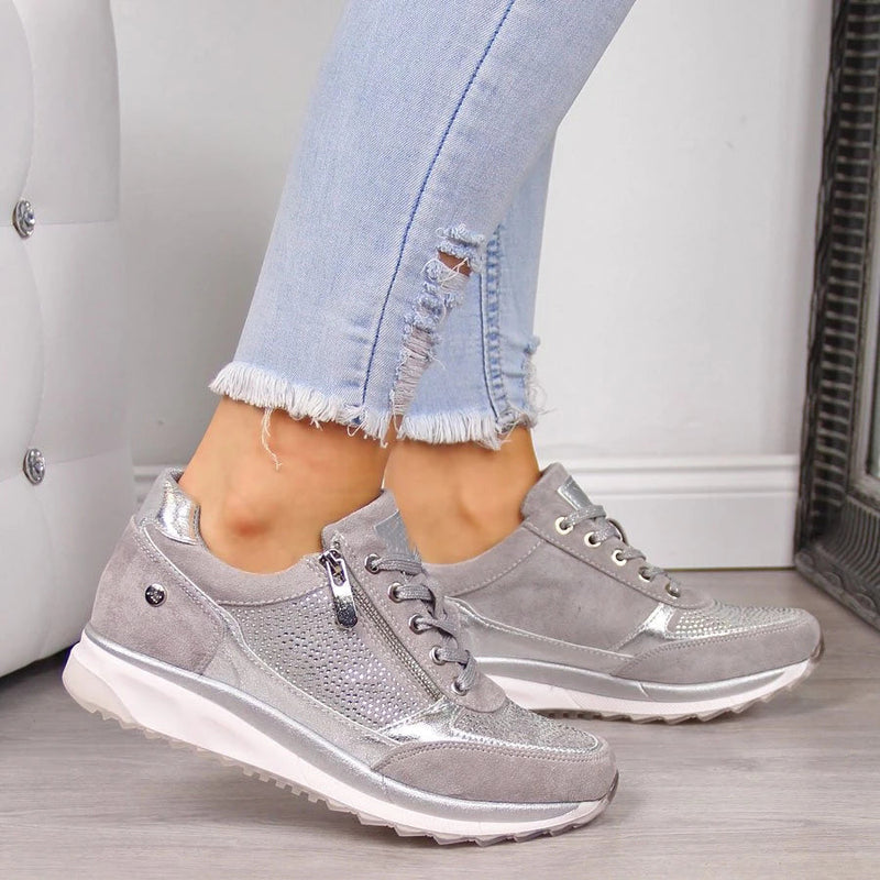 Trendy sneakers voor dames met glinsterend design en vetersluiting voor dagelijks comfort