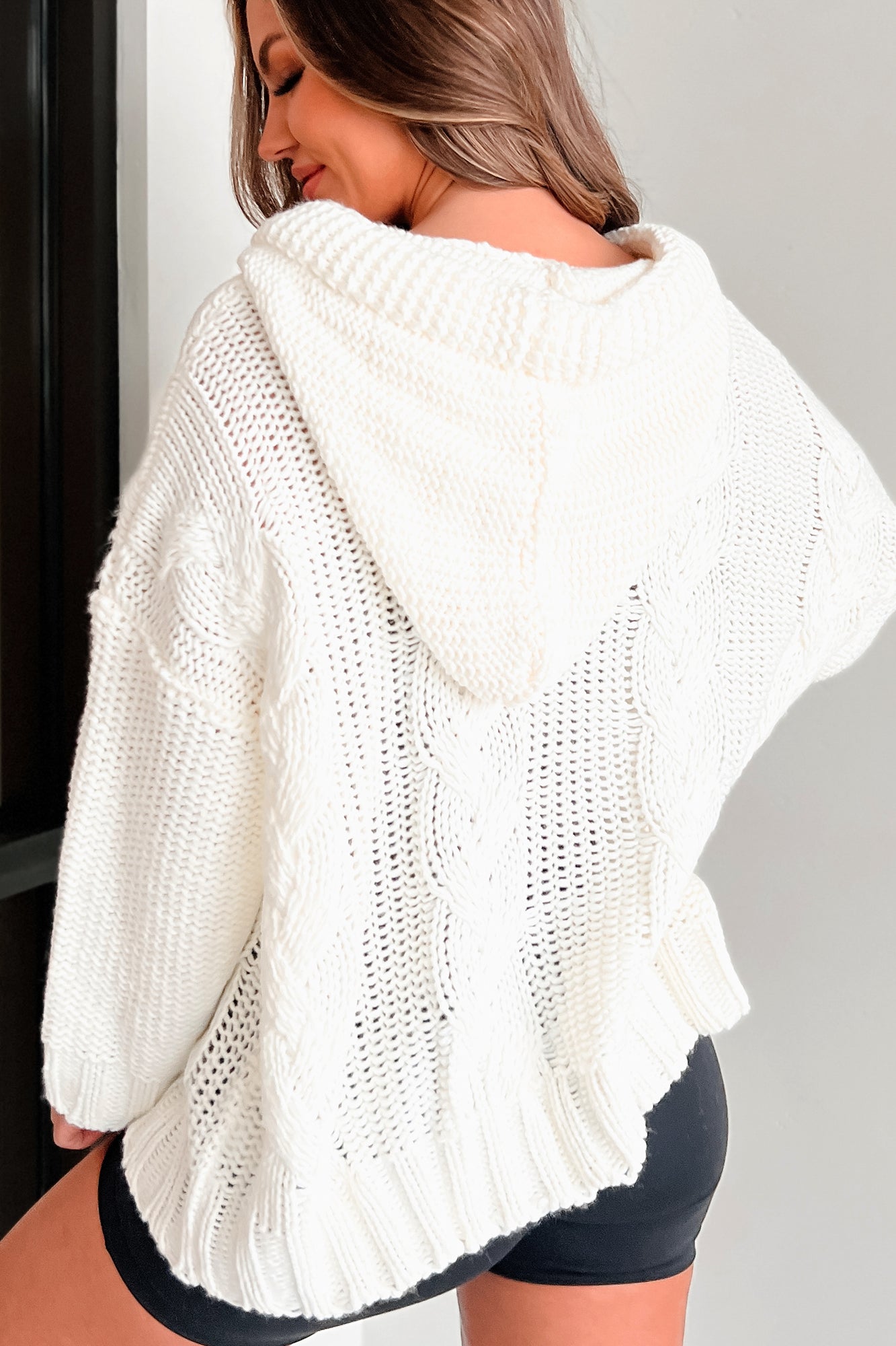 Comfortabele Kabelgebreide Hoodie Trui voor Stijlvolle Dagen